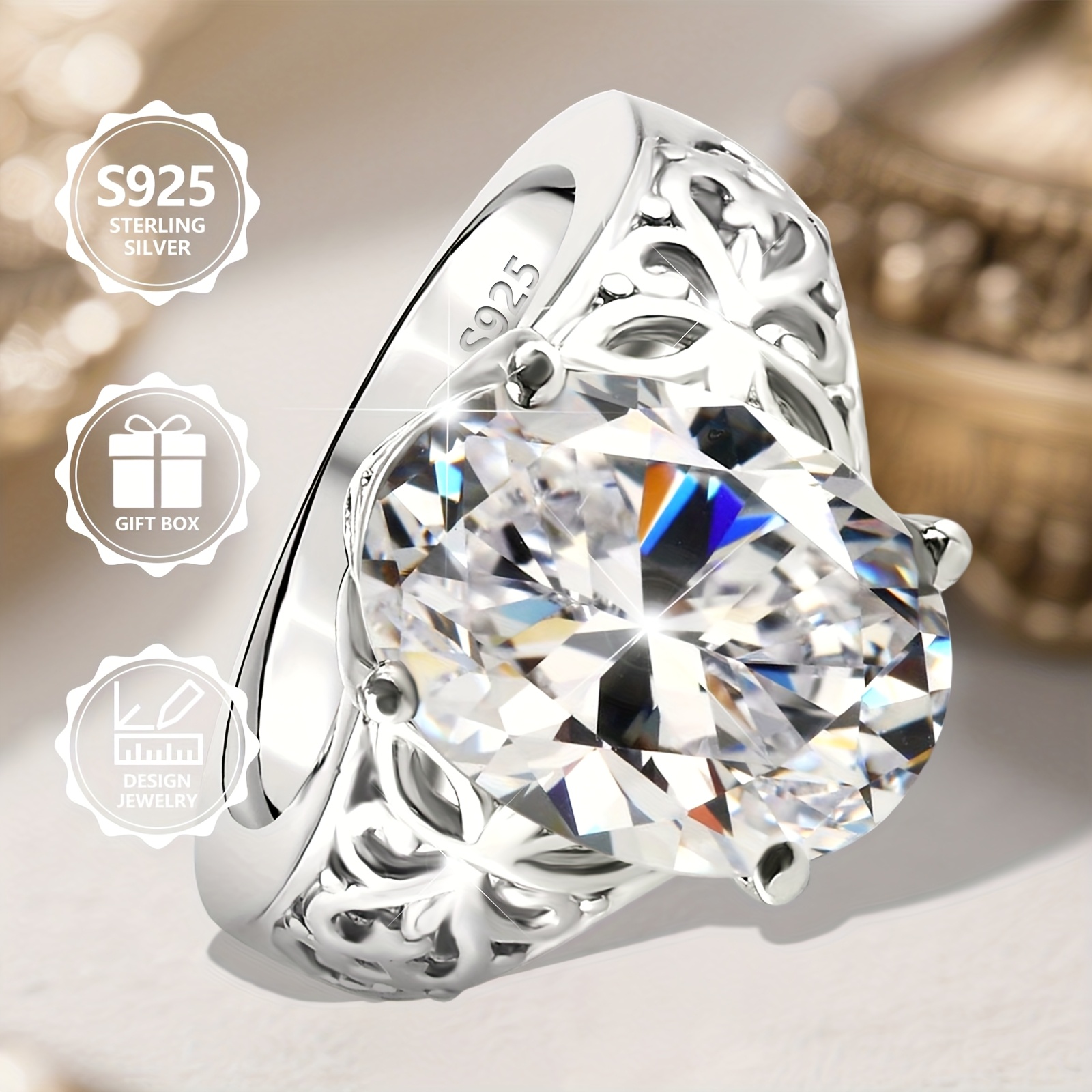 925 Silver Butterfly Ring with Zirconia - Ideal Gift for Her